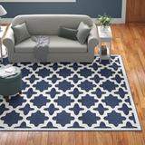 Blue/Navy 96 x 0.39 in Area Rug - Andover Mills™ Heartwood Geometric Navy Indoor/Outdoor Area Rug | 96 W x 0.39 D in | Wayfair