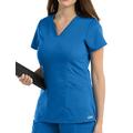 BARCO Grey’s Anatomy Women’s Mia Top, V-Neck Medical Scrub Top w/ 3 Pockets & Princess Seaming - blue - X-Large