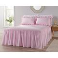 KING SIZE Bedspread 3 Piece Set includes Matching Pillow Shams - PINK - Quilted Traditional Vintage Style Fitted Valance Throw / *MADE IN UK* / Premium Quality Lightweight Layer Anti-Allergy
