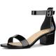 Allegra K Women's Block Heel Ankle Strap Sandals Black Patent Leather 7.5 UK/Label Size 9.5 US