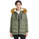 Orolay Women's Thickened Down Jacket Hooded with Faux fur Green+Fur Trim XXS