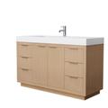 Maroni 60 Inch Single Bathroom Vanity in Light Straw, 4 Inch Thick Matte White Solid Surface Countertop, Integrated Sink - Wyndham WCF282860SLSK4INTMXX