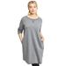 Plus Size Women's French Terry Tunic Dress by ellos in Medium Heather Grey (Size 2X)
