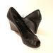 Gucci Shoes | Gucci Leather Peep Toe Stiletto Wedge Pumps, 37.5 | Color: Black | Size: 7.5