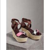 Burberry Shoes | Burberry Platform Espadrille Wedge Sandals ! | Color: Purple | Size: 7