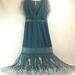 Free People Dresses | Free People Embroidered Lace Maxi Teal Dress | Color: Blue/Green/Red | Size: Xs