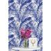Bay Isle Home™ Watchet Tropical Leaves Peel & Stick Wallpaper Panel Vinyl in Blue/White | 25 W in | Wayfair 589DF6CEE43644F69D8AB8A50C111E14