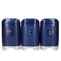 KitchenCraft Lovello Storage Canisters for Tea Coffee and Sugar in Gift Box, Textured Hexagonal Finish, Steel, Midnight Navy
