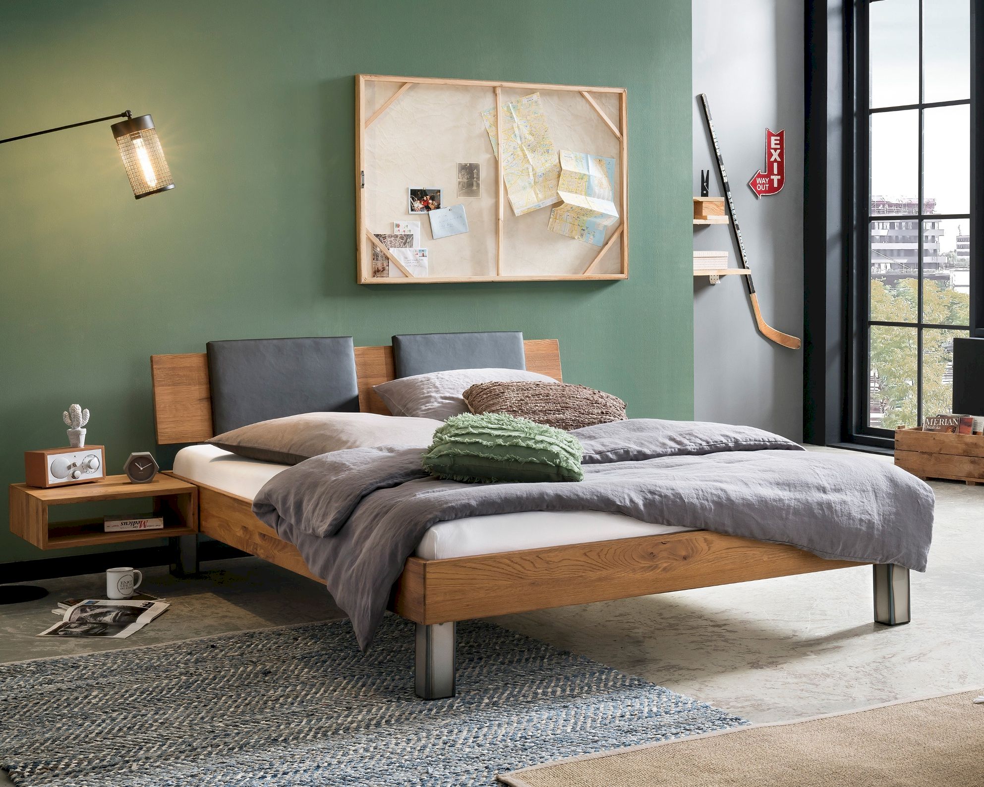 Hasena Pronto Massivholz-Bett Trento Roca/Pella 120x200 cm / Wildeiche natur, gebürstet, geölt / 20 cm