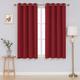 funky gadgets Red Thermal Curtains Blockout 90 x 90 Inches 2 Panels + Free Tie Backs for Room Darkening, Ring Top Eyelet, Bedroom, Nursery