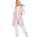 janisramone Womens Hooded Longline Jacket Ladies Quilted Gilet Puffer Padded Zipper Bodywarmer Winter Coat Baby Pink