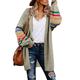 Elapsy Womens Oversized Long Sleeve Open Front Cardigan Sweater Coat Jacket Jumpers Size 8 10 Khaki