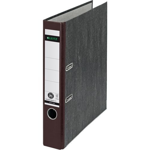 Leitz 180° Schmal Ordner DIN A4 52 mm Braun 2 Ringe 1050 Pappkarton Wolkenmarmor Hochformat Recycled Image