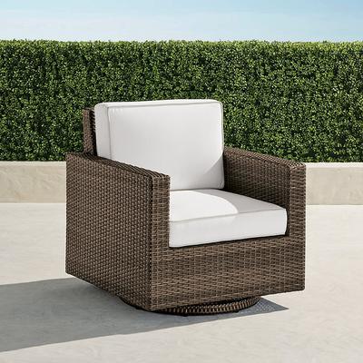 Small Palermo Swivel Lounge Chair in Bronze Wicker - Standard, Paloma Medallion Cobalt - Frontgate