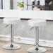 Ivy Bronx Schrager Swivel Adjustable Height Bar Stool Upholstered/Leather/Metal/Faux leather in White | 15 W x 15 D in | Wayfair