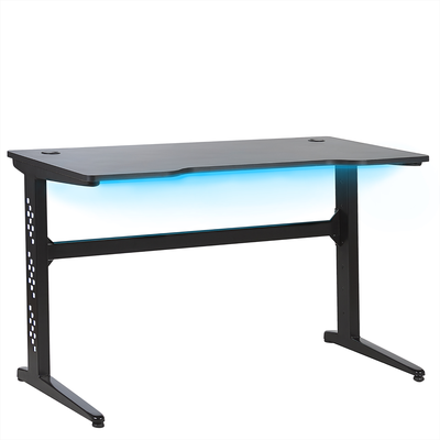 Gaming-Tisch Schwarz MDF Metall 120 x 60 cm RGB LED-Beleuchting Futuristisch Modern Kinderzimmer Jugendzimmer Büro