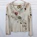 Anthropologie Sweaters | Anthro Guinevere | Japonica Embroidered Sweater M | Color: Cream/Green | Size: M