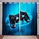 Loussiesd Boys Gaming Curtain Teens Gamer Window Drapes Black Blue Video Game Window Treatments for Kids Children Room Modern Game Controller Window Curtains W46*L54