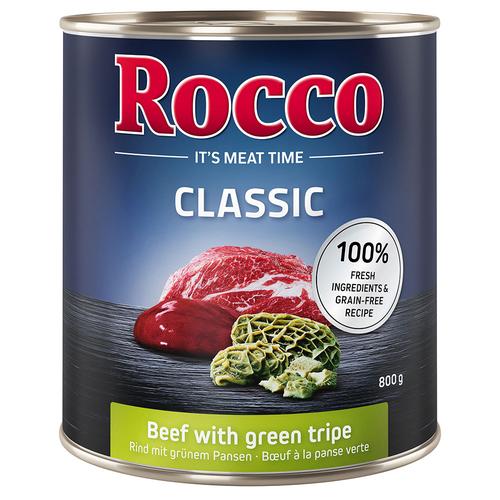 6x800g Classic mit Rind & grünen Pansen Rocco Hundefutter nass