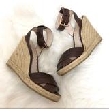 Coach Shoes | Coach Verronica Leather Espadrille Wedge Sandals 6 | Color: Brown/Tan | Size: 6
