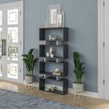 Wade Logan® Barzykin 63.4" H x 28.35" W Geometric Bookcase Wood in White/Black | 63.4 H x 28.35 W x 9.84 D in | Wayfair