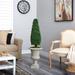 Primrue 4ft. Boxwood Tower Artificial Topiary Tree in Sand Finished Urn UV Resistant (Indoor/Outdoor) Plastic/Stone in Gray | Wayfair