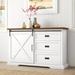 Highland Dunes Analaura 56" Wide 3 Drawer Sideboard Wood in White/Brown | 35 H x 56 W x 16 D in | Wayfair 3F35FC37BCC2411182BC02405D2C30EA