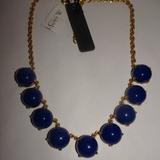 J. Crew Jewelry | J. Crew Blue Beaded Gold Tone Necklace | Color: Blue/Gold | Size: Os