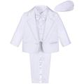 mintgreen Baby Boys Tuxedo, 5Pcs Wedding Suit Baptism Outfit Long Sleeve Clothes Set, White, 12-18 Months