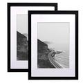 SILD A2 Poster Frame - Solid Wood Frames Black Picture Frame A2 with Mount for A3 Frame Set of 2