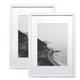 SILD A2 Poster Frame - Solid Wood Frames White Picture Frame A2 with Mount for A3 Frame Set of 2