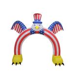 The Holiday Aisle® Patriotic Independence Day Flying Bald Eagle w/ Hat & American Flag Archway in Blue/Red/Yellow | 108 H x 115 W x 31 D in | Wayfair