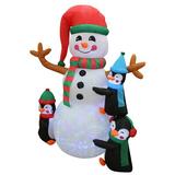 The Holiday Aisle® Christmas Penguins Building Snowman Inflatable Polyester in Black/Pink | 72 H x 59.1 W x 31.5 D in | Wayfair THLA2738 39716802