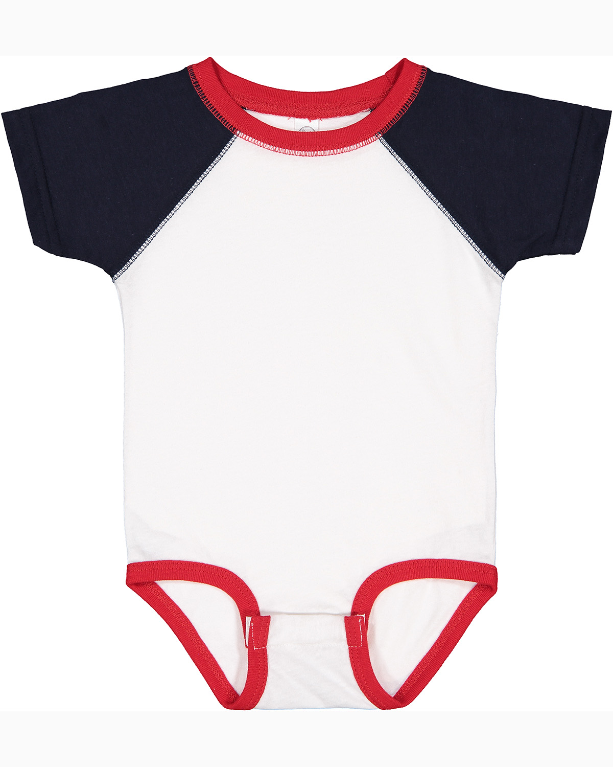 Rabbit Skins RS4430 Infant Baseball Bodysuit in White/Navy Blue/Red size 12M | Cotton/Polyester Blend 4430, LA4430