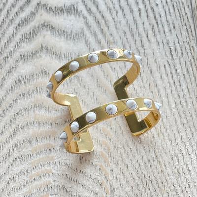 J. Crew Jewelry | J.Crew Marbled Studded Cuff | Color: Gold/White | Size: Os