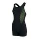 Speedo Women's Placement Bust Support Racerback Legsuit Swimsuit Swimming Costume (42 / UK 20) Black/Green