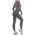 DUROFIT Seamless Gym Set for Women Scrunch Ruched Butt Lift Booty Push Up Leggings and Crop Top Anti Cellulite Long Sleeve Confortable Workout Gym Fitness Yoga Pilates Jogging Grey M