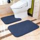 VANZAVANZU Non Slip Bath Mat Set 2 Piece Thickened Bathroom Mat Set Absorbent Ultra Soft Bath and Pedestal Toilet Mat Set Fluffy Microfiber Toilet Rug - 50 x 80cm & 50 x 60cm U Shape (Navy Blue)