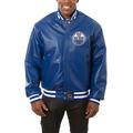 Men's JH Design Blue Edmonton Oilers Big & Tall All-Leather Jacket
