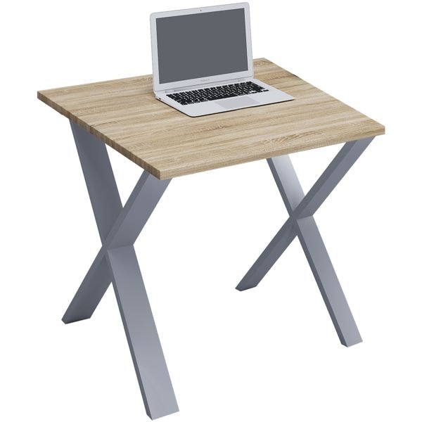 VCM Schreibtisch »Lona« 80/80 cm X-Fuß-Gestell silbern braun, 80x76x80 cm