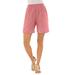 Plus Size Women's Soft Knit Short by Roaman's in Desert Rose (Size 1X) Pull On Elastic Waist