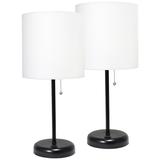 LimeLights 19 1/2"H Black White Shade Accent Lamps Set of 2