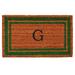 Arlmont & Co. Stortz Monogram Non-Slip Outdoor Door Mat Natural Fiber in Green/White/Brown | Rectangle 2' x 3' | Wayfair