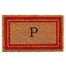 Arlmont & Co. Stortz Monogram Non-Slip Outdoor Door Mat Natural Fiber in Red/Brown | Rectangle 1'6" x 2'6" | Wayfair