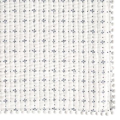 Georgie Pom Pom Quilt - Cornflower, Full/Queen - Ballard Designs