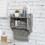 August Grove® Braffe 15.5" W x 11.75" H x 6.5" D Solid Wood Wall Mounted Bathroom Shelves Solid Wood in Brown | 11.75 H x 15.5 W x 6.5 D in | Wayfair