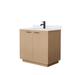 Maroni 36 Inch Single Bathroom Vanity in Light Straw, White Cultured Marble Countertop, Undermount Square Sink, Matte Black Trim - Wyndham WCF282836SLBWCUNSMXX