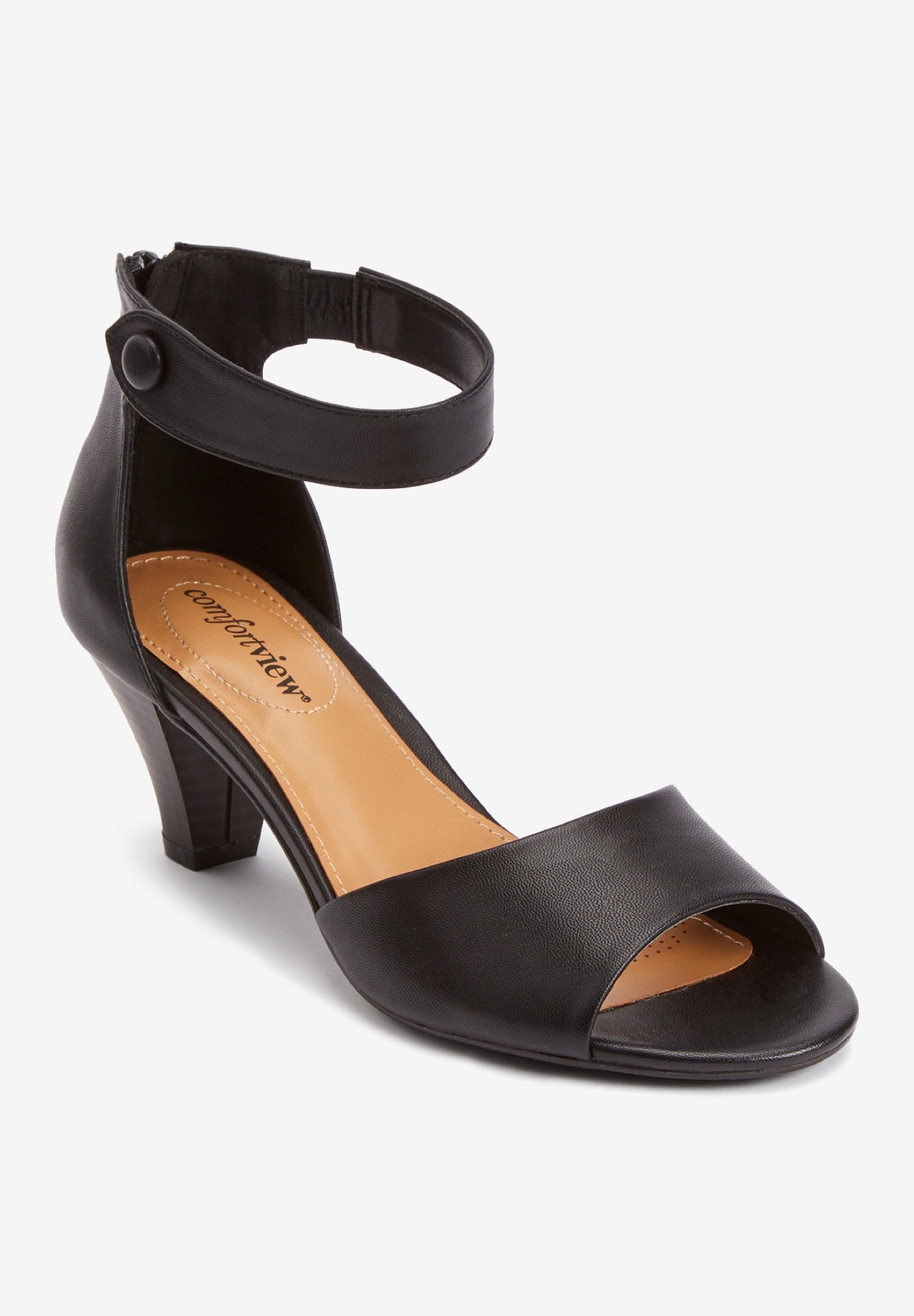 Wide Width Women's The Fallon Sandal by Comfortview in Black (Size 10 W)