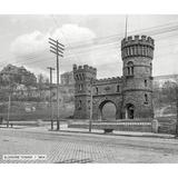 Ebern Designs Elsinore Tower, Historic Cincinnati - Wrapped Canvas Photograph Print Metal in Black/White | 30 H x 40 W x 1.5 D in | Wayfair