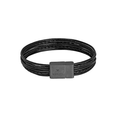KUZZOI Leder 6-reihig Magnet Basic 925 Silber oxidiert 19 Herren Image